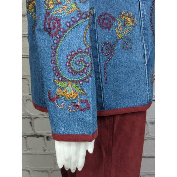 Vintage Denim & Co Women Small 2 pc set slacks and Embroidered Jean Jacket New - Picture 4 of 15